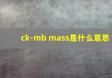 ck-mb mass是什么意思